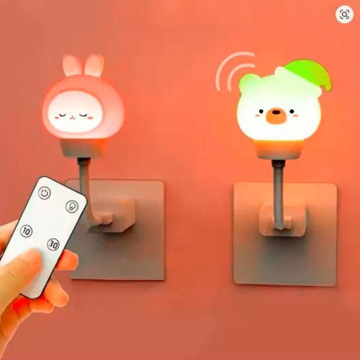 Cute Cartoon USB Night Light – LED Bear, Chick & Kitten Lamp with Remote Control for Kids’ Bedroom & Nursery