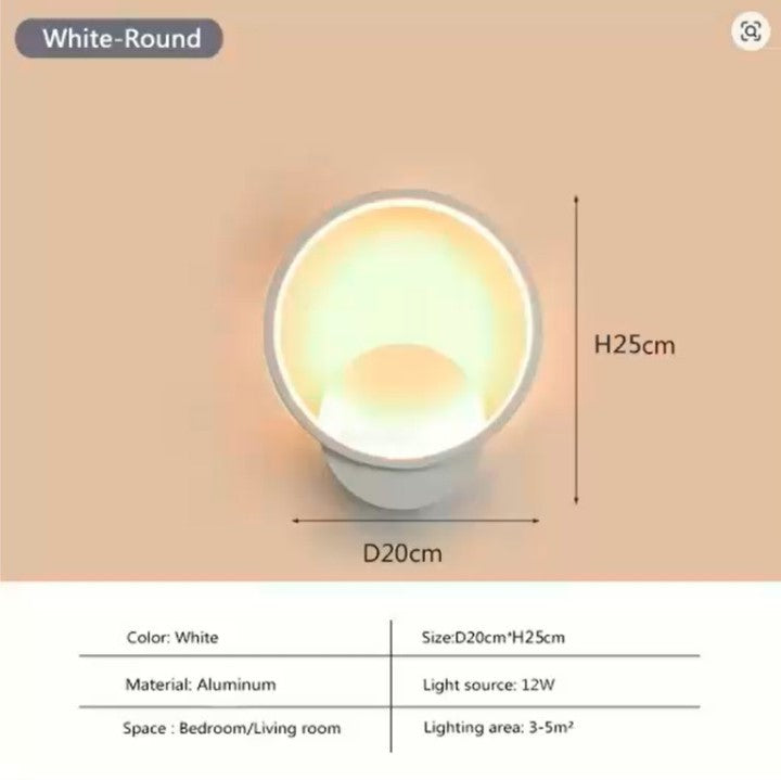 Modern Round LED Wall Lamp – Aluminium Wall Sconce for Bedroom, Living Room, Hallway & Study