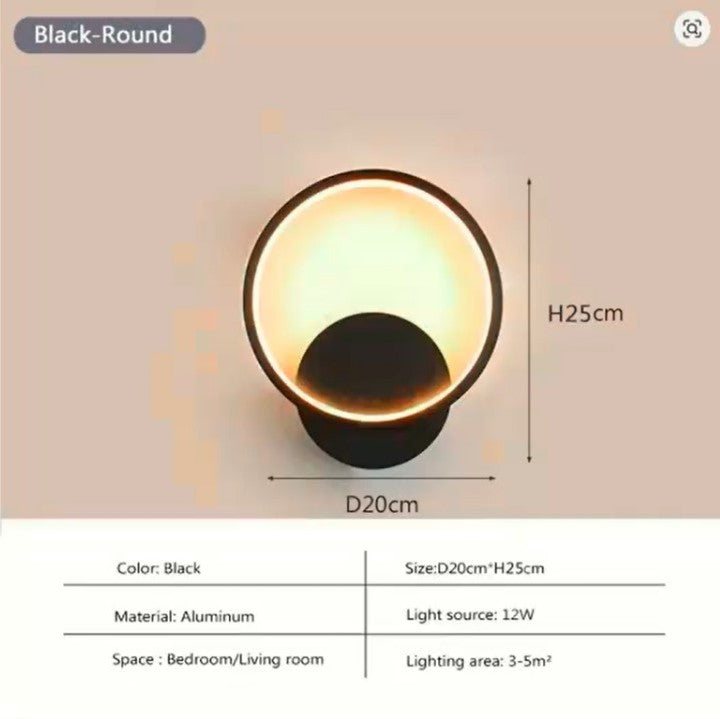 Modern Round LED Wall Lamp – Aluminium Wall Sconce for Bedroom, Living Room, Hallway & Study