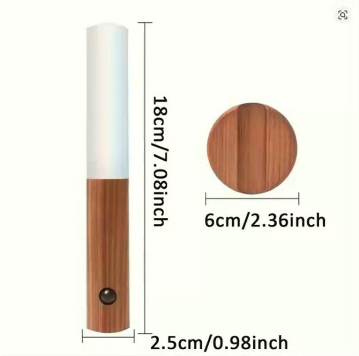 Rechargeable Motion Sensor Night Light – Magnetic Wooden Wall Sconce for Bedroom, Hallway & Stairs