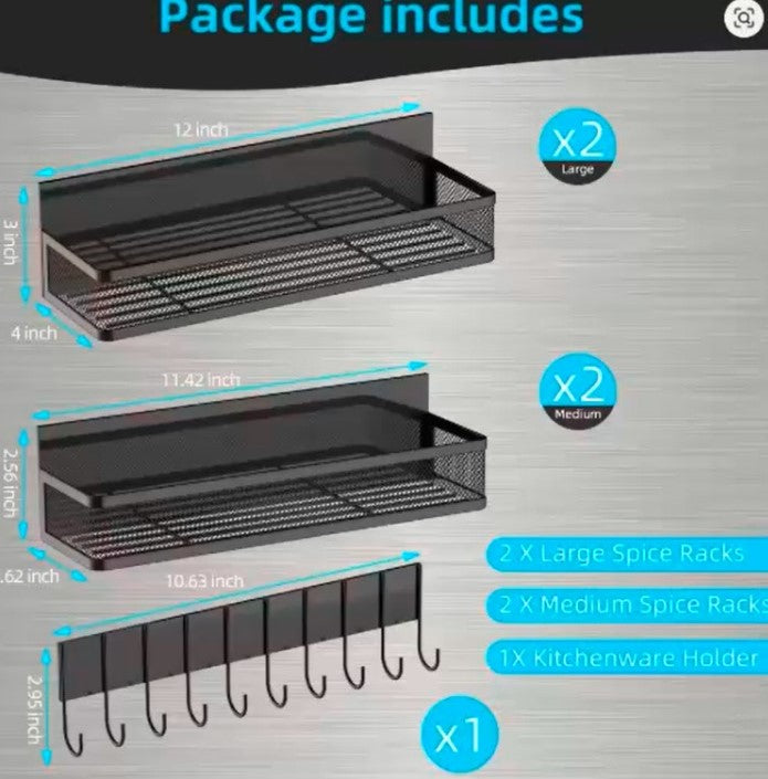 Magnetic Refrigerator Organizer – No-Drill Side-Mounted Spice Rack with Hooks & Multi-Layer Storage for Small Kitchens