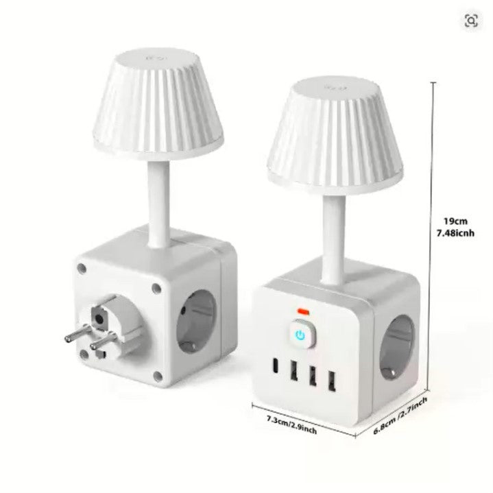 7-in-1 EU Power Outlet with Surge Protection – 3 AC Outlets, 3 USB Ports & 1 Type-C Fast Charger | Desktop Charging Station