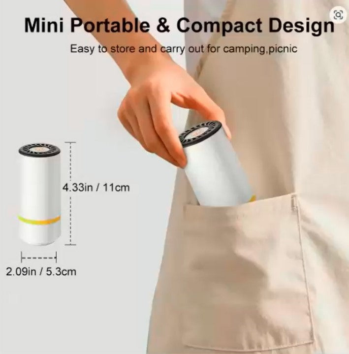 Mini Portable Vacuum Sealer Pump – USB Rechargeable Handheld Fresh-Keeping Machine