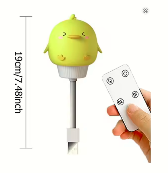 Cute Cartoon USB Night Light – LED Bear, Chick & Kitten Lamp with Remote Control for Kids’ Bedroom & Nursery