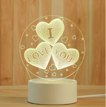 Creative 3D Acrylic Night Lamp – Decorative Bedside Table Light for Bedroom & Gift