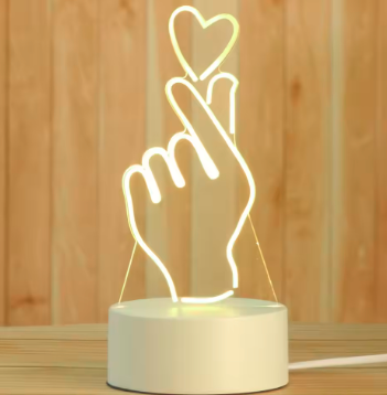 Creative 3D Acrylic Night Lamp – Decorative Bedside Table Light for Bedroom & Gift