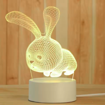 Creative 3D Acrylic Night Lamp – Decorative Bedside Table Light for Bedroom & Gift