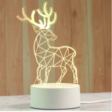 Creative 3D Acrylic Night Lamp – Decorative Bedside Table Light for Bedroom & Gift
