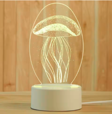 Creative 3D Acrylic Night Lamp – Decorative Bedside Table Light for Bedroom & Gift