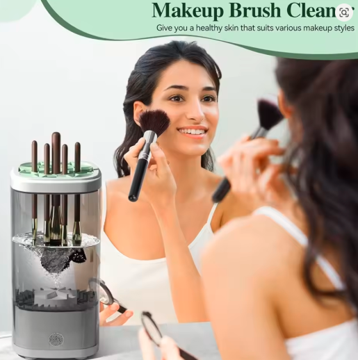 2025  3-in-1 USB Makeup Brush Cleaner – Quick Wash, Instant Dry & Portable Rack for Flawless Beauty Routine