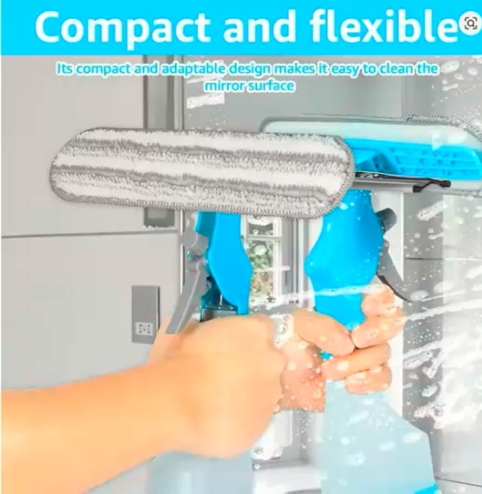 4-in-1  Window & Glass Cleaner – Spray, Scrub, Wipe & Shine in One Tool
