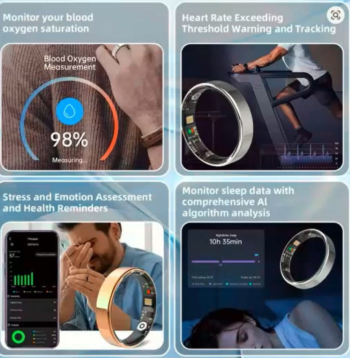 Smart Health Ring – Heart Rate, SpO₂ & Sleep Monitoring | 5ATM Waterproof Fitness & Fashion Wearable
