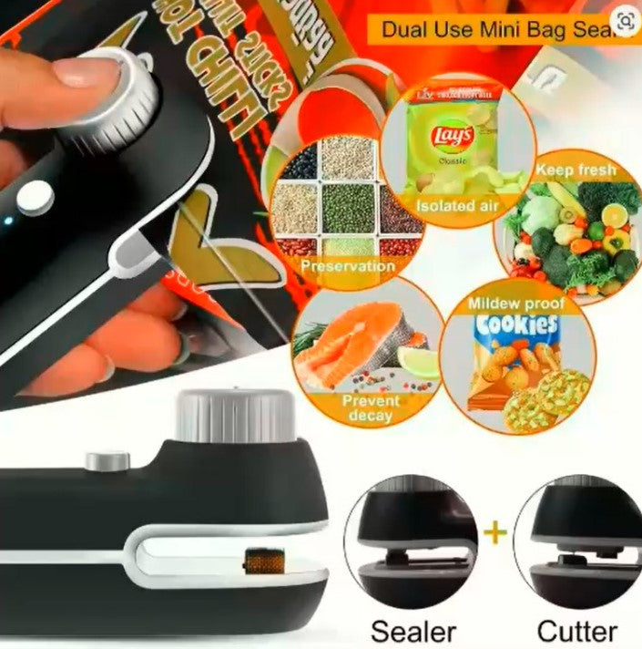 Rechargeable 2-in-1 Mini Heat Sealer – USB Portable Snack Saver & Bag Resealer for Freshness Anytime